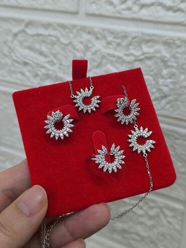 свадебное платье для высокой невесты: Набор украшений, Проба 925, Женские, Новый — 2