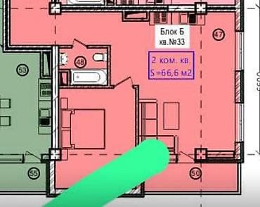 Недвижимость: 2 комнаты, 67 м², Элитка, Аламединский рынок / базар Элитка, 5 этаж, ПСО (под самоотделку) — 2