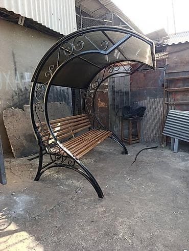 скамейка с козырьком: Скамейка Металл, Со спинкой, С крышей — 1