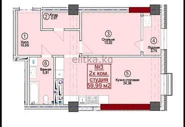 Продажа квартир: 2 комнаты, 60 м², Ботанический сад Элитка, 3 этаж, ПСО (под самоотделку) — 5