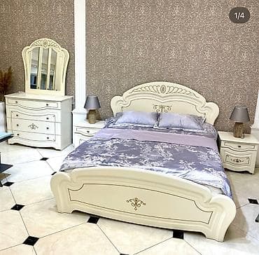 Текчелер, стеллаждар, секичелүү койгучтар: Уктоочу бөлмө гарнитуру, Колдонулган, Эки кишилик керебет, Белоруссия, Өзү алып кетүү, Акылуу жеткирүү, түсү - Саргыч боз — 1