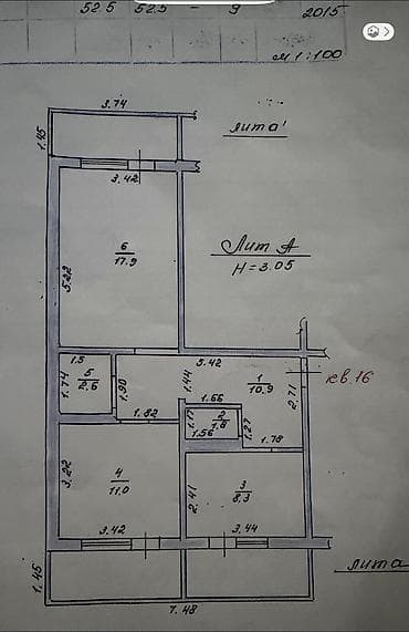 106: 2 комнаты, 58 м², 106 серия, 6 этаж, Евроремонт — 9