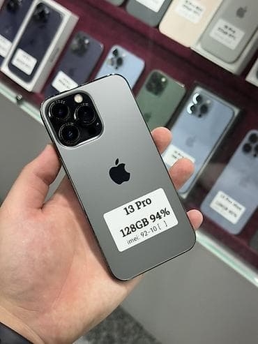 tab s: IPhone 13 Pro, Б/у, 128 ГБ, Графит, Защитное стекло, Чехол, Кабель, В рассрочку, 94 % — 1