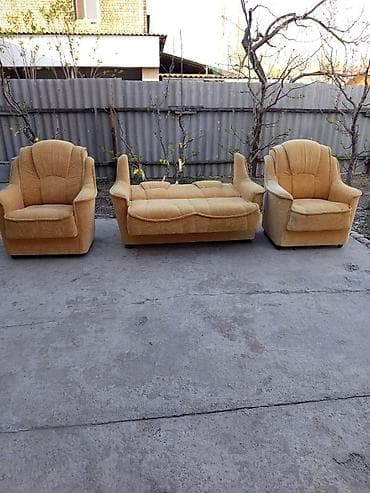 раскладушки диван: Комплект мягкой мебели, Б/у, Самовывоз, цвет - Желтый — 3