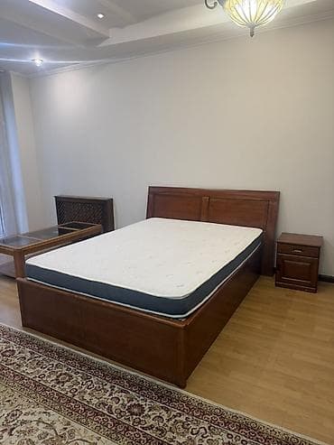 Эмерек гарнитурлары: Уктоочу бөлмө гарнитуру, Эки кишилик керебет, Жыгач, түсү - Күрөң — 1