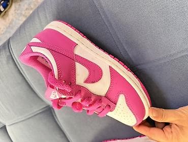 asics tiger: Детские кроссовки Nike (модель в стиле Dunk Low) в ярко‑розово‑белой — 2