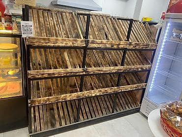 полки б у: Торговый стеллаж для овощей и фруктов - Конструкция: металл + дерево — 2