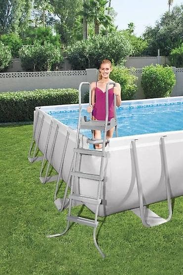лесница для бассейна: Каркасный бассейн Bestway 56475 Power Steel 732x366x132 см отличается — 3