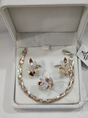 эксклюзивные свадебные пригласительные: Набор украшений, Проба 925, Женские, Новый — 4