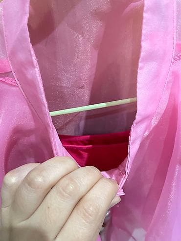 1)рубашка розового цвета с майкой пуговки рабочие рукава фонарик — 4