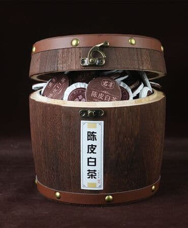 Чай в бочонке •Подарочная сумка • Деревянная бочка с металлическим