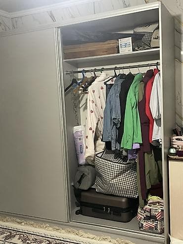 Шкафтар: Шкаф-купе с раздвижными дверями, серый матовый. - Фасад: две — 2