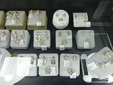 золотые гвоздики: Серьги, Проба 585, Фианит, Женские, Парный набор — 8