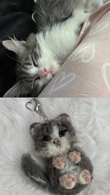 Брелоки: Брелоки-талисманы из шерсти (сухое валяние) с животными. 🐾 Мини-копия — 6