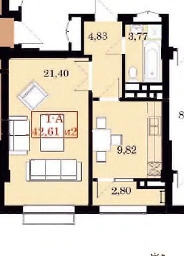 1 комната, 42 м², Джал-15 5 этаж, ПСО (под самоотделку) at lalafo.kg 1 комната, 42 м², Джал-15 5 этаж, ПСО (под самоотделку)