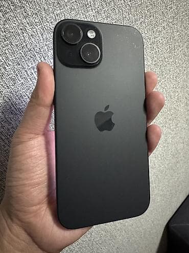 mi phone: IPhone 15, Б/у, 256 ГБ, Black Titanium, Защитное стекло, Чехол, 80 % — 1