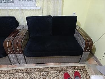 Комплект мягкой мебели, Б/у, Самовывоз, цвет - Черный