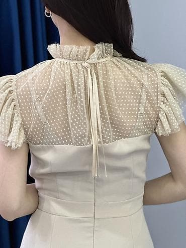 Футболки: Вечернее платье, Коктейльное, Фатин, Без рукавов, Камни, S — 6