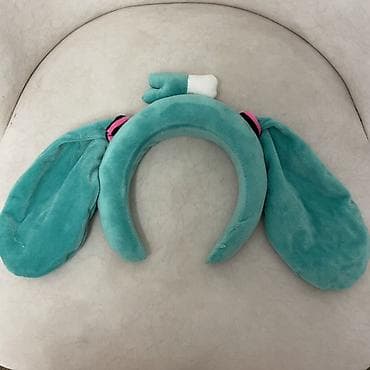 Аксессуары: Ободок с ушками в стиле Hatsune Miku (бирюзовый плюш) - Материал — 2