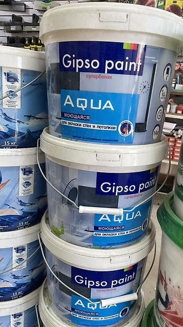 Суу негизиндеги боёк, Gipso paint, Дубал үчүн, түсү - Ак, 15 кг, Жуула турган, Орусия