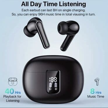 Беспроводные наушники с зарядным футляром, 40 часов воспроизведения at lalafo.kg Беспроводные наушники с зарядным футляром, 40 часов воспроизведения