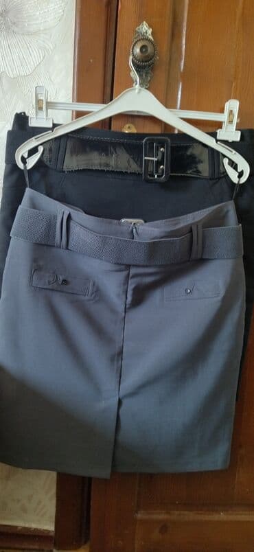 жаккардовая юбка: Юбки. Серый и черный цвет. С ремешком. Новая. Размер 48-50. Сезон — 2