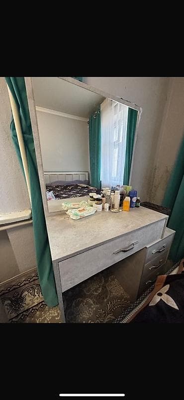 спалный горнитур: Спальный гарнитур, Б/у, Двуспальная кровать, Кыргызстан, Дерево, Самовывоз, цвет - Серый — 2