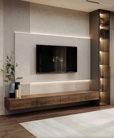 полки для аксессуаров: Тумба и подставка для телевизора, Подвесная, цвет - Серый — 9