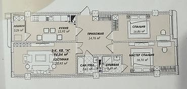 асман ипотека джалал абад: 3 комнаты, 93 м², Элитка, 13 этаж — 1