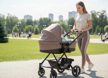 автокресла для детей: Коляска, цвет - Коричневый, Б/у — 1