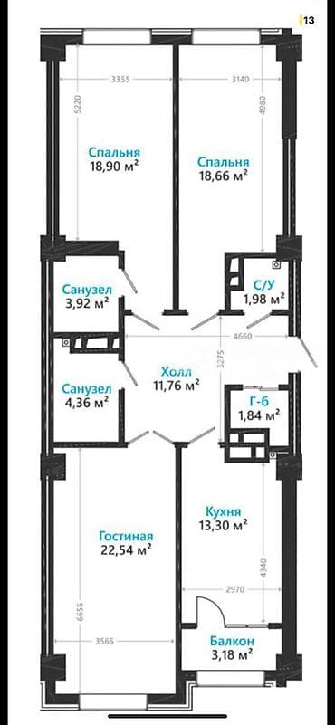 3 к: 3 комнаты, 100 м², Элитка, 3 этаж, Готовая ПСО (под самоотделку) — 4
