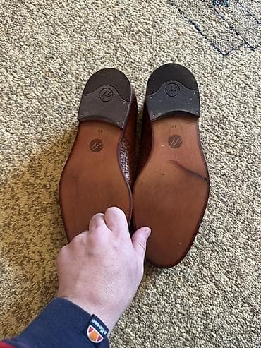 Ботинки: Мужские кожаные дерби с плетёным носком - Материал: натуральная кожа — 3