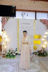 свадебная диадема: Платье на кыз узатуу, M, Прозрачные рукава, С поясом, Б/у — 3