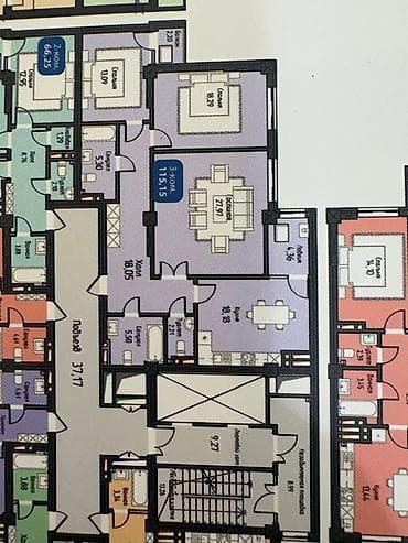 122: 3 комнаты, 115 м², Элитка, 7 этаж, Готовая ПСО (под самоотделку) — 3