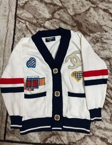 Кардиган CHANEL НОВЫЙ - Цвет: молочный с темно-синими элементами и