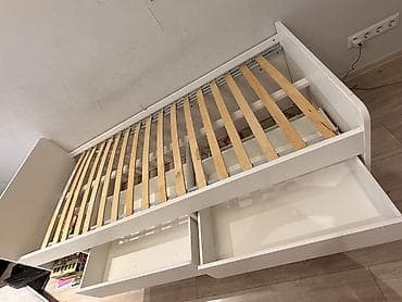 Шкафтар: 1) Кровать ИКЕА СЛЭКТ Размер 90*200см - Встроенные выдвижные ящики — 2