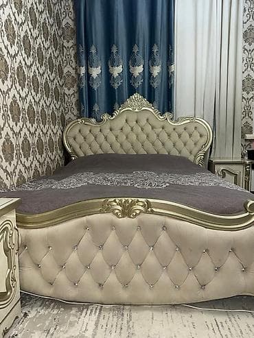 колуны купить: Спальный гарнитур, Б/у, Двуспальная кровать, Трюмо, Тумба, цвет - Бежевый — 9