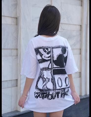 Женская одежда: Футболка, Оверсайз, Корея, Хлопок, Новый, L, XL, 2XL — 2