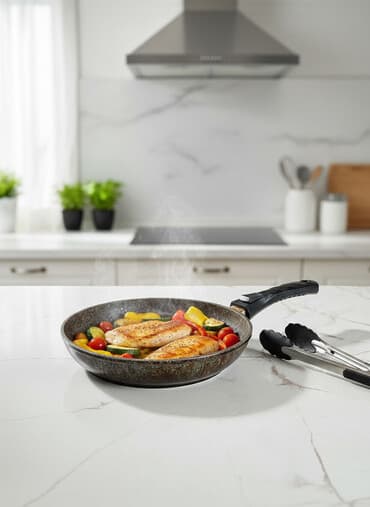 нож кухонный: 2шт 600с. Сковорода с антипригарным покрытием, выполненная под камень — 1