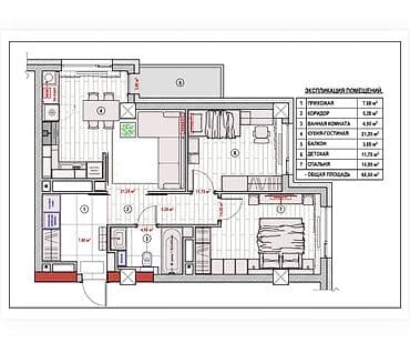 108: 2 комнаты, 68 м², Элитка, 4 этаж, Готовая ПСО (под самоотделку) — 2