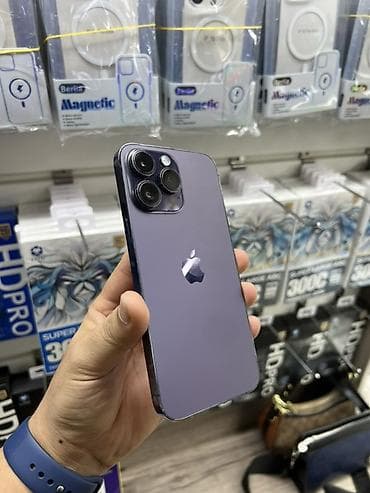 iphone 14 телефон: IPhone 14 Pro Max, Б/у, 1 ТБ, Deep Purple, Зарядное устройство, Защитное стекло, Чехол, 82 % — 2