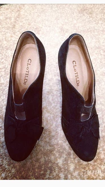 туфли беж цвет: Черные натуральные замшевые туфли, б/у, 1 раз одевала, 37 размер — 1