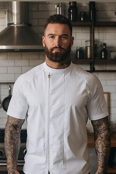 Мужской китель для повара с коротким рукавом - Современный прямой