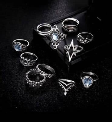 изделия ручной работы: Набор женских элегантных колец бохо, 11 штук, фаланговые кольца — 3