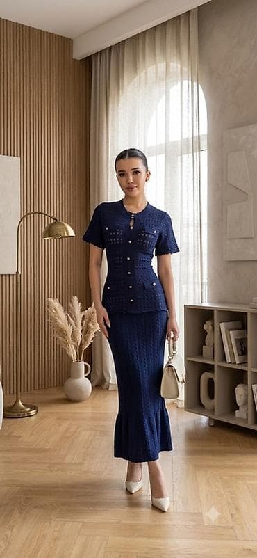 soft shell: Костюм с юбкой, Модель юбки: Прямая, Миди, Стандарт — 9