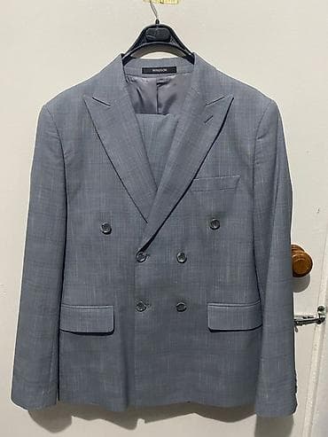 женские вещи пакет: Мужской костюм WINDSOR, двубортный, серый - Комплект: пиджак + брюки — 2