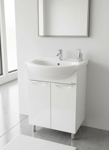 Тумба для ванны, С раковиной, цвет - Белый