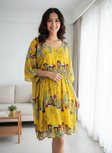 Спецодежда: Повседневное платье, Турция, Лето, Длинная модель, Шифон, Турецкое, L — 1