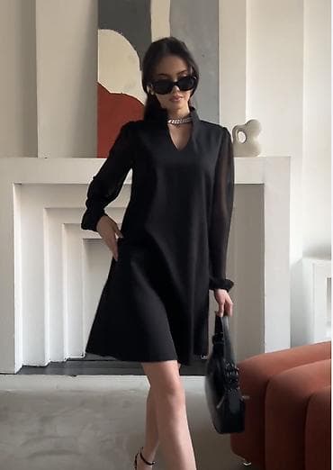 нарядная кофта: Повседневное платье, Осень-весна, Короткая модель, Трапеция, M, L, XL — 1