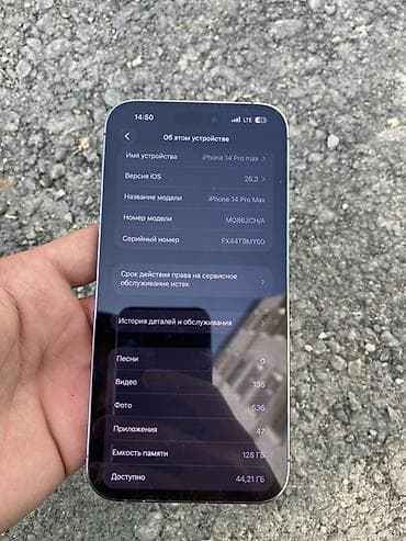 mf 3010: IPhone 14 Pro Max, Б/у, 128 ГБ, Синий, 84 % — 5